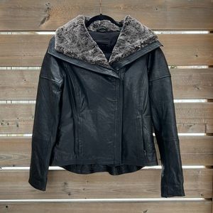y2k danier leather insulated faux fur jacket